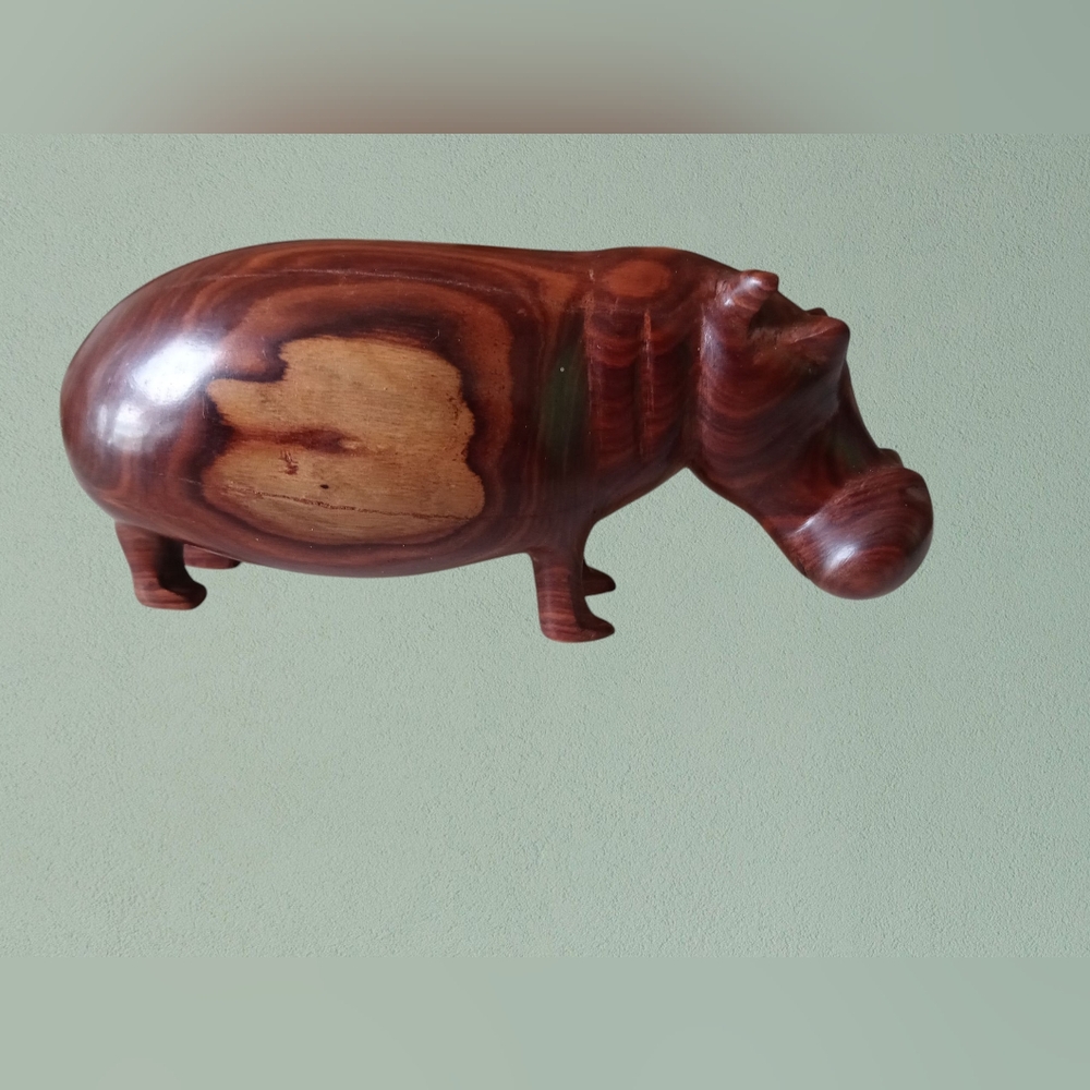 Vintage Teak Wood Hippo.
